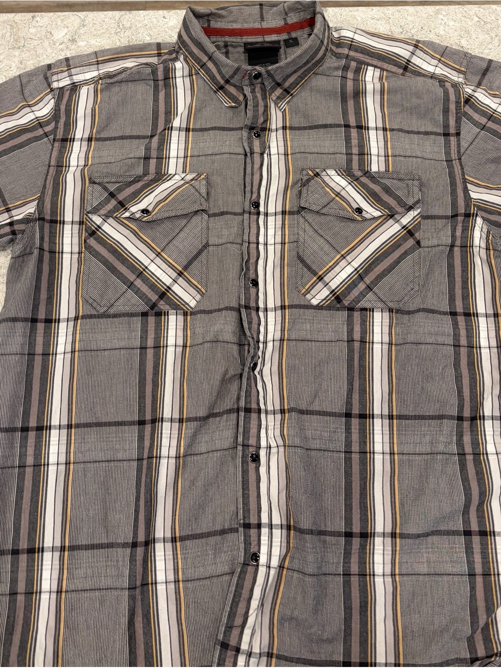 Harley-Davidson Gray, Black & Cream Plaid Shirt with Large Back '1' Logo—XXL - Picture 2 of 6